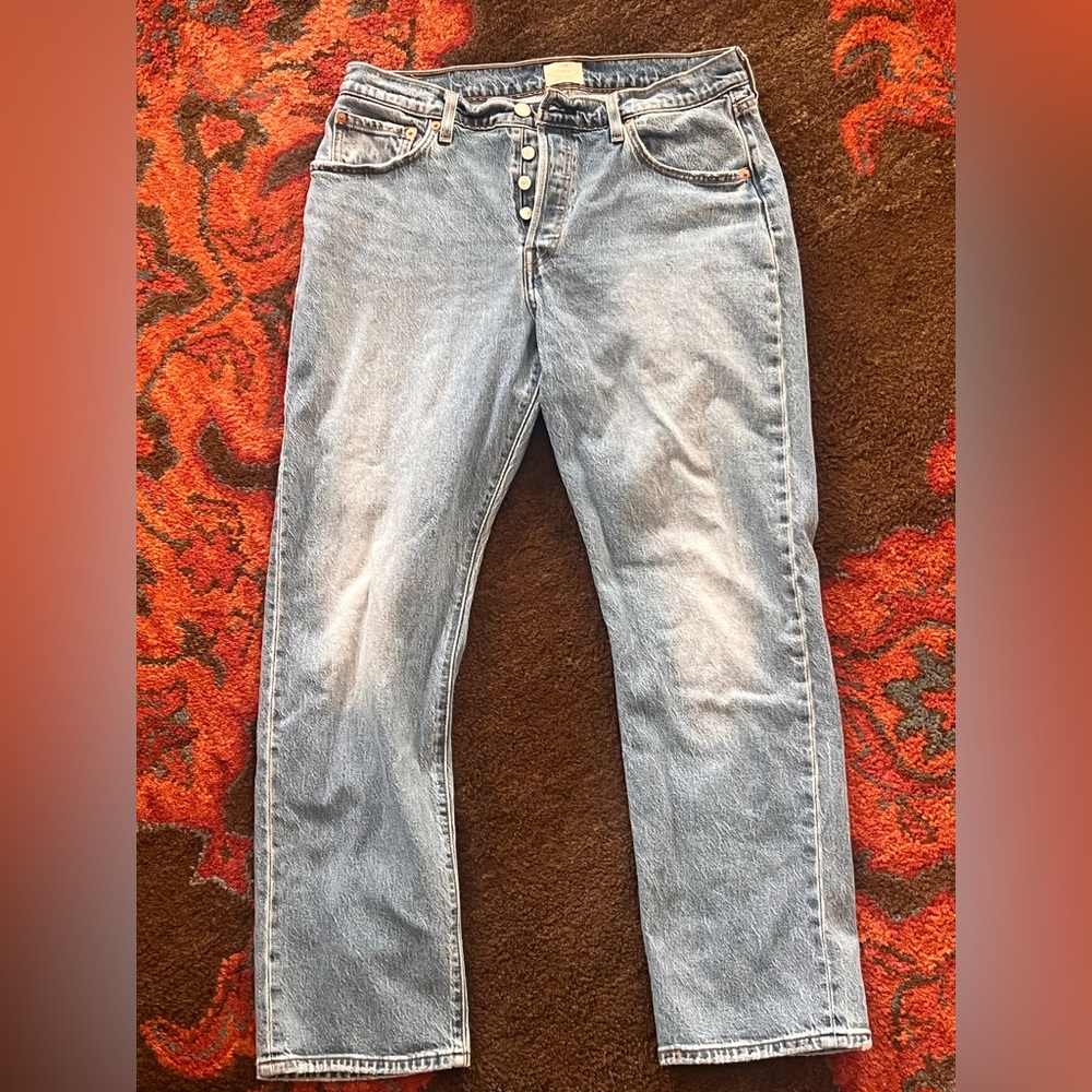 Levi's Light Blue 501 Straight Jeans